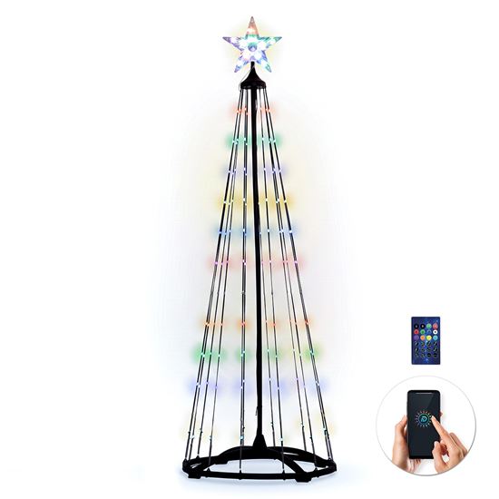 Smart LED vianočný stromček Solight 1V301, 1,5 m, RGB, 150 LED, IP44, diaľkový ovládač + BT aplikácia
