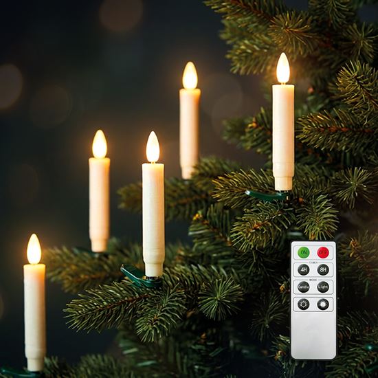 Sada 10 LED sviečok na vianočný stromček Solight 1V312, časovač, diaľkové ovládanie, 1 × AAA