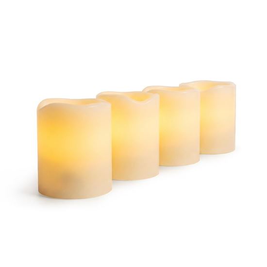 Sada 4 voskových LED vianočných sviečok Solight 1V313, 4,5 × 6 cm, 1 × CR2032, prírodný vosk